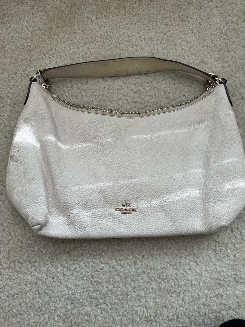 Coach White Pebbled Leather Shoulder Bag Handbag